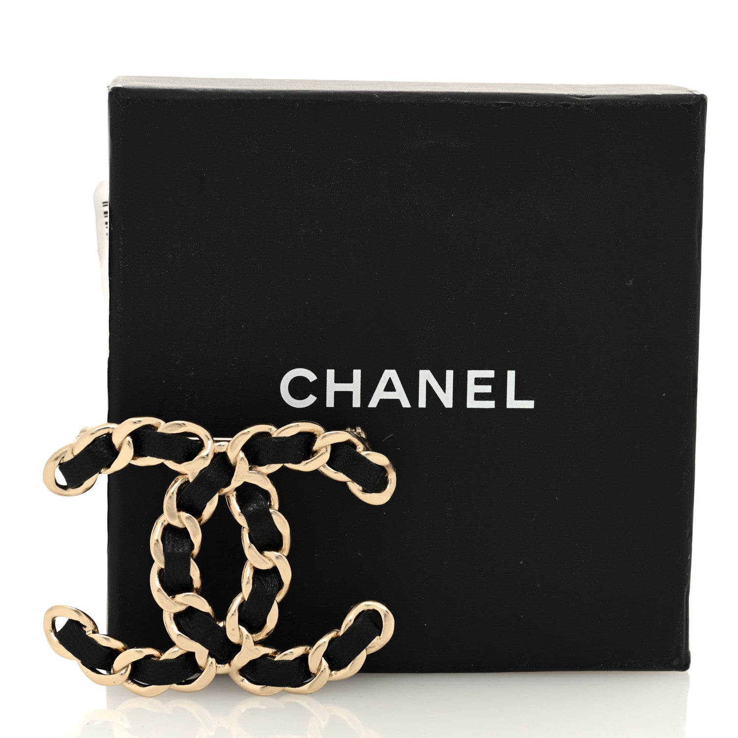 Chanel Lambskin Chain CC Brooch Black Gold 4 of 4