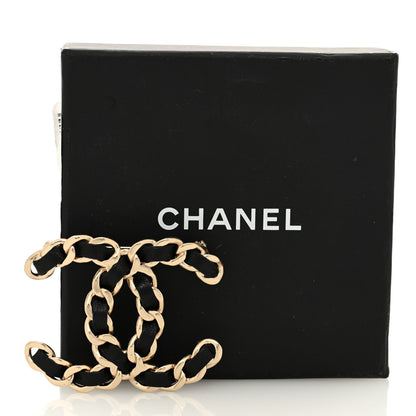 Chanel Lambskin Chain CC Brooch Black Gold 4 of 4