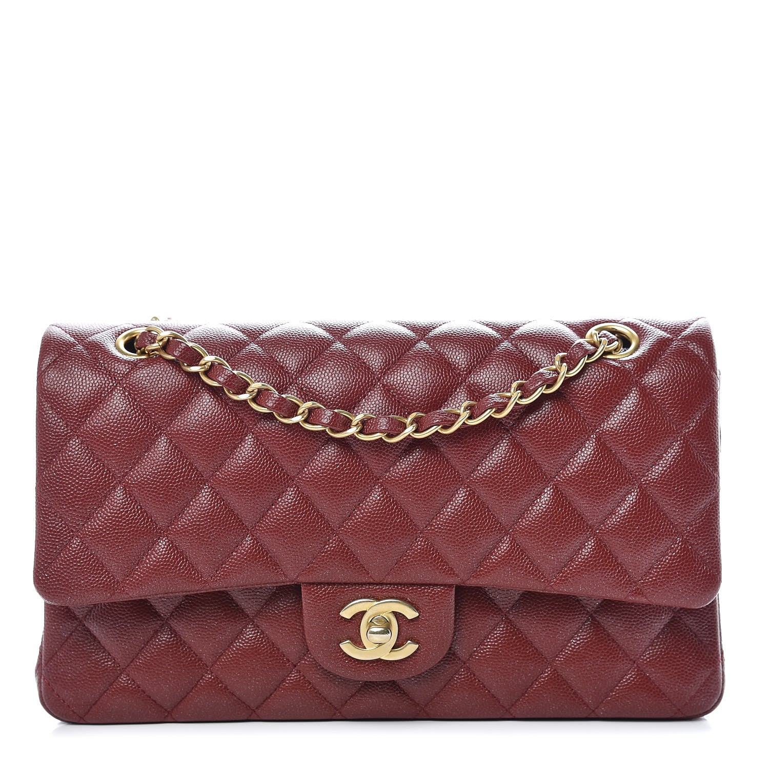 Chanel Iridescent Caviar Quilted Medium Double Flap Burgundy 1 of 10