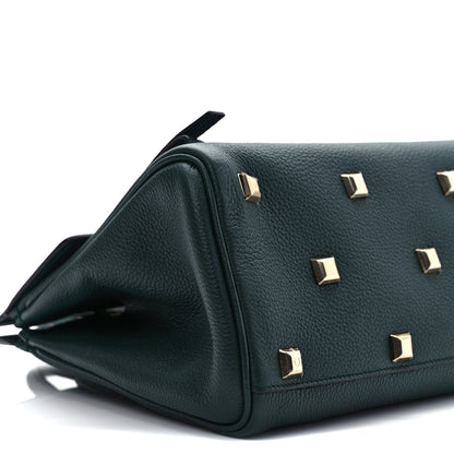 Salvatore Ferragamo Hammered Calfskin Small Studio Rock Bag Dark Green 7 of 8