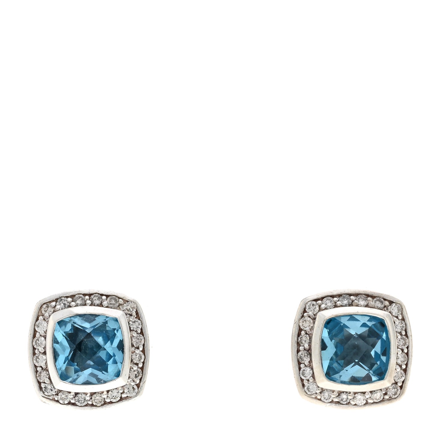 Sterling Silver Diamond Blue Topaz 7mm Petite Albion Earrings