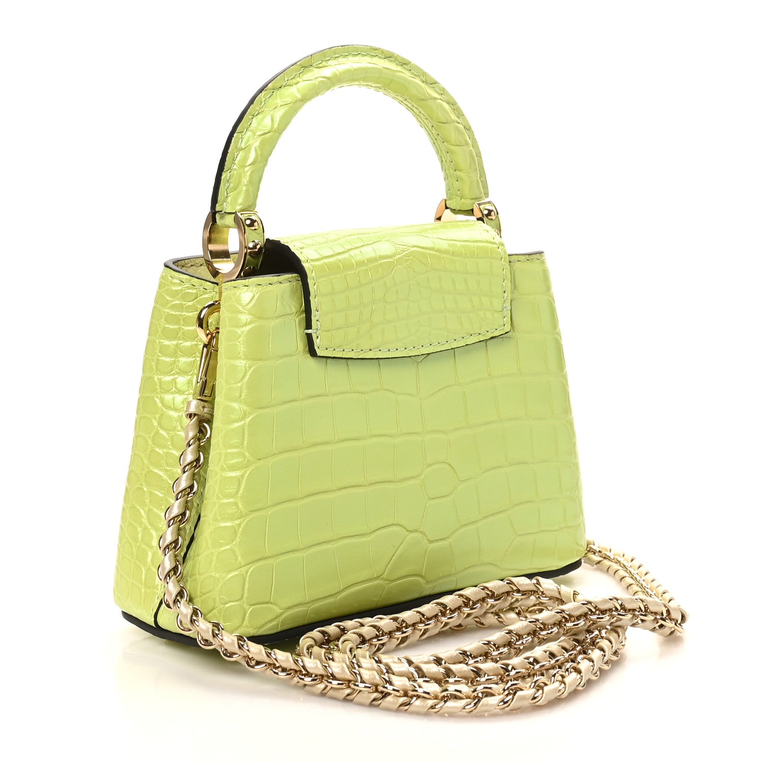 Louis Vuitton Iridescent Alligator Nano Capucines Lime 1795669