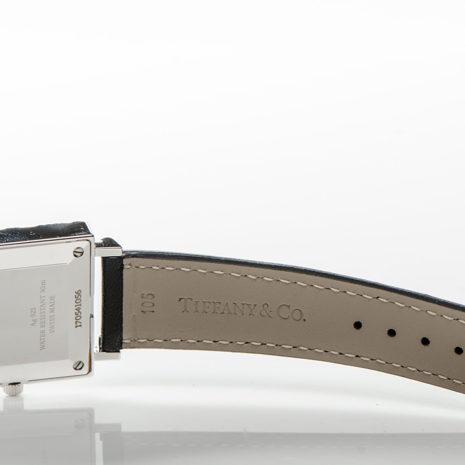 Tiffany Sterling Silver Calfskin 27mm Atlas Square Quartz Watch 7 of 8