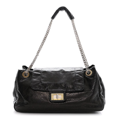 Chanel Calfskin Perforated Large Drill Accordion Flap Black 1 of 14