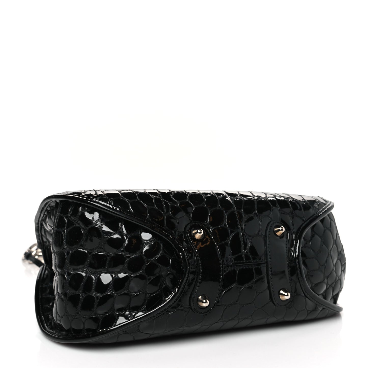 Patent Crocodile Embossed 61 Tote Black