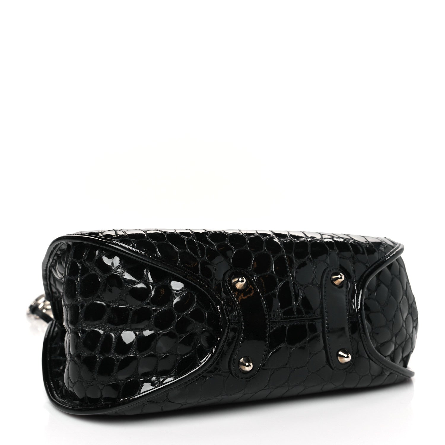 Christian Dior Patent Crocodile Embossed 61 Tote Black 4 of 9