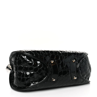 Christian Dior Patent Crocodile Embossed 61 Tote Black 4 of 9
