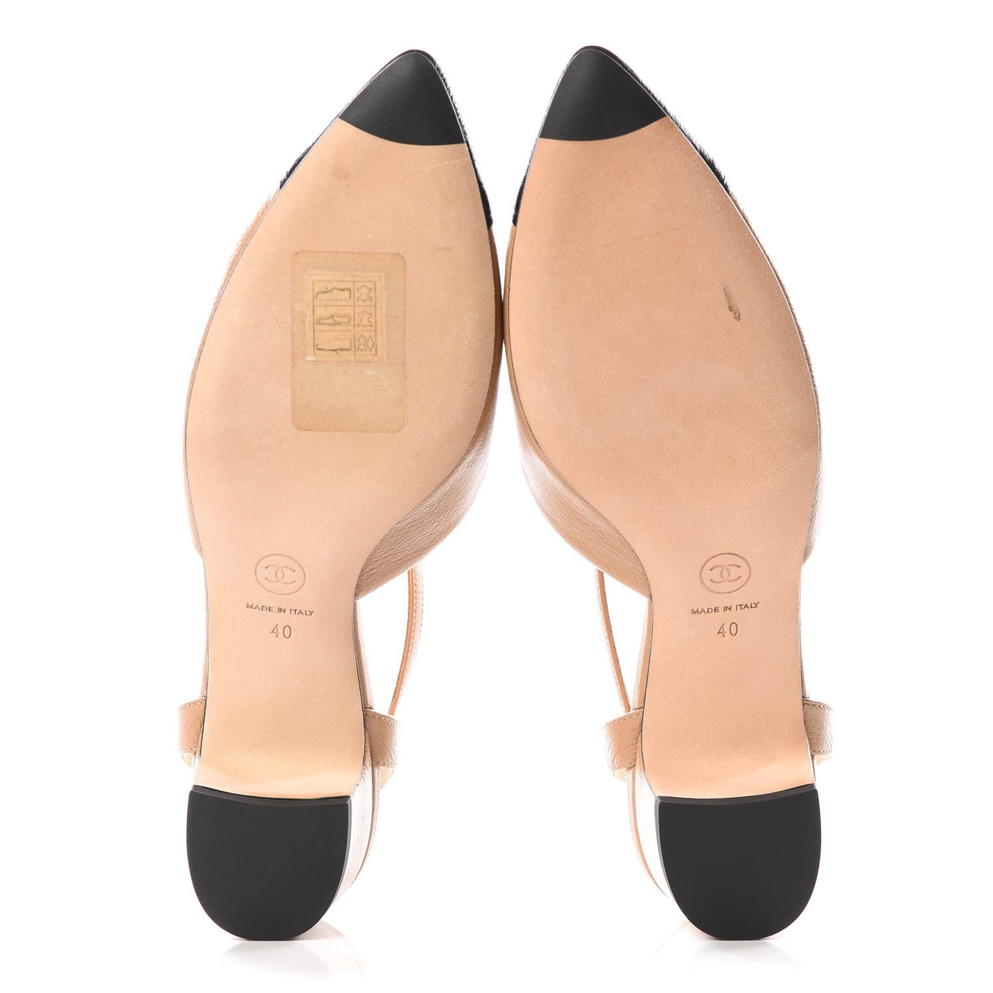 Goatskin Grosgrain Cap Toe CC Mary Jane Slingback Pumps 40 Beige Black