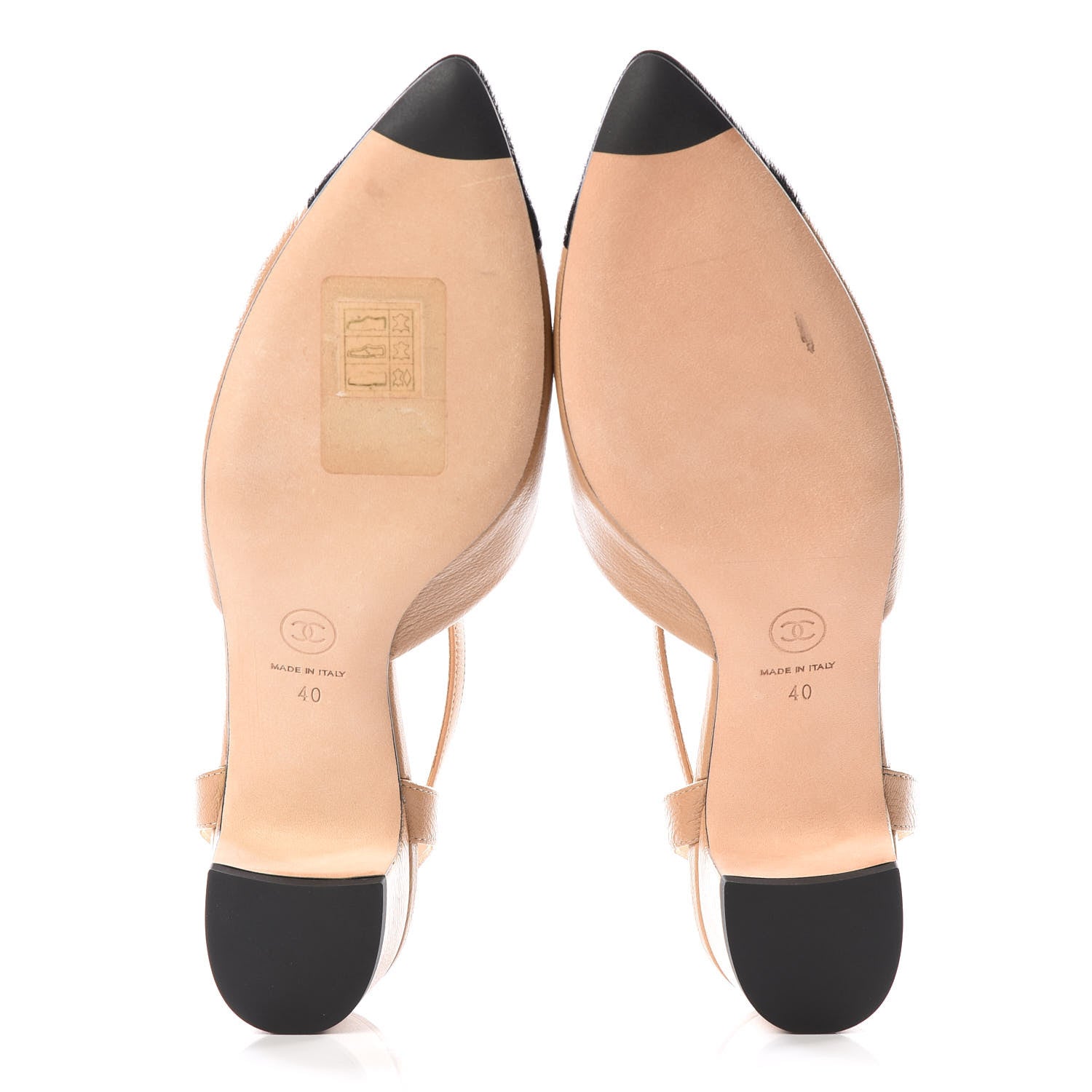 Chanel Goatskin Grosgrain Cap Toe CC Mary Jane Slingback Pumps 40 Beige Black 4 of 9