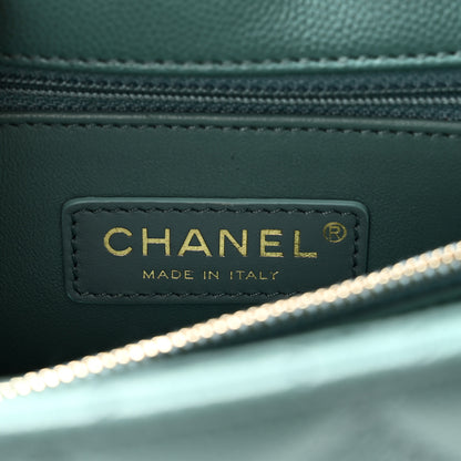 Chanel Caviar Quilted Lizard Embossed Small Coco Handle Flap Green 7 of 11