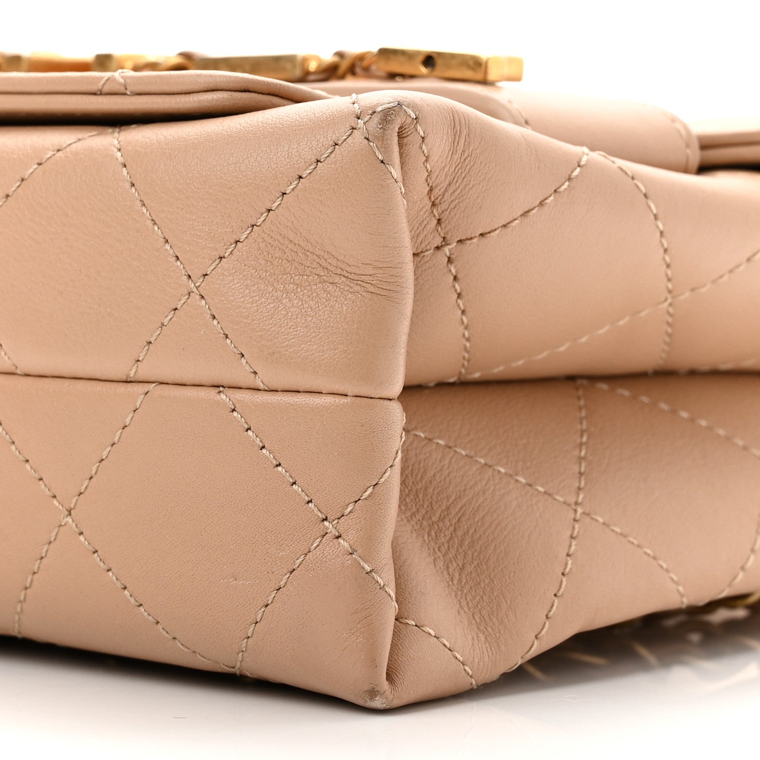 Chanel Calfskin Quilted Enchained Flap Beige 10 of 10