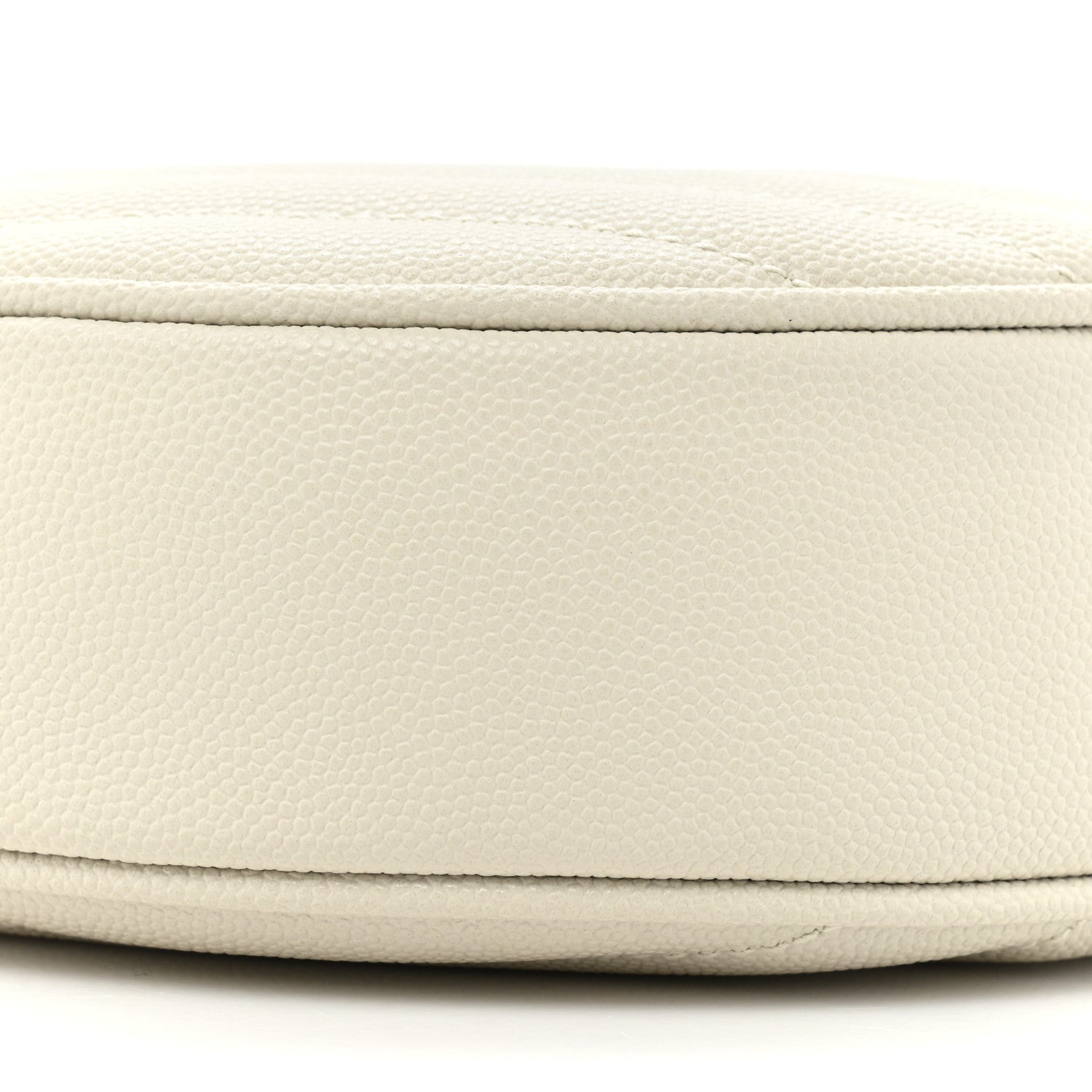 Saint Laurent Grain De Poudre Matelasse Chevron Quilted Round Vinyle Camera Bag Crema Soft 8 of 9