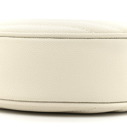 Saint Laurent Grain De Poudre Matelasse Chevron Quilted Round Vinyle Camera Bag Crema Soft 8 of 9