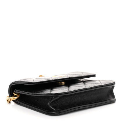 Chanel Lambskin Quilted Pearl Crush Clutch With Chain Black 4 of 11