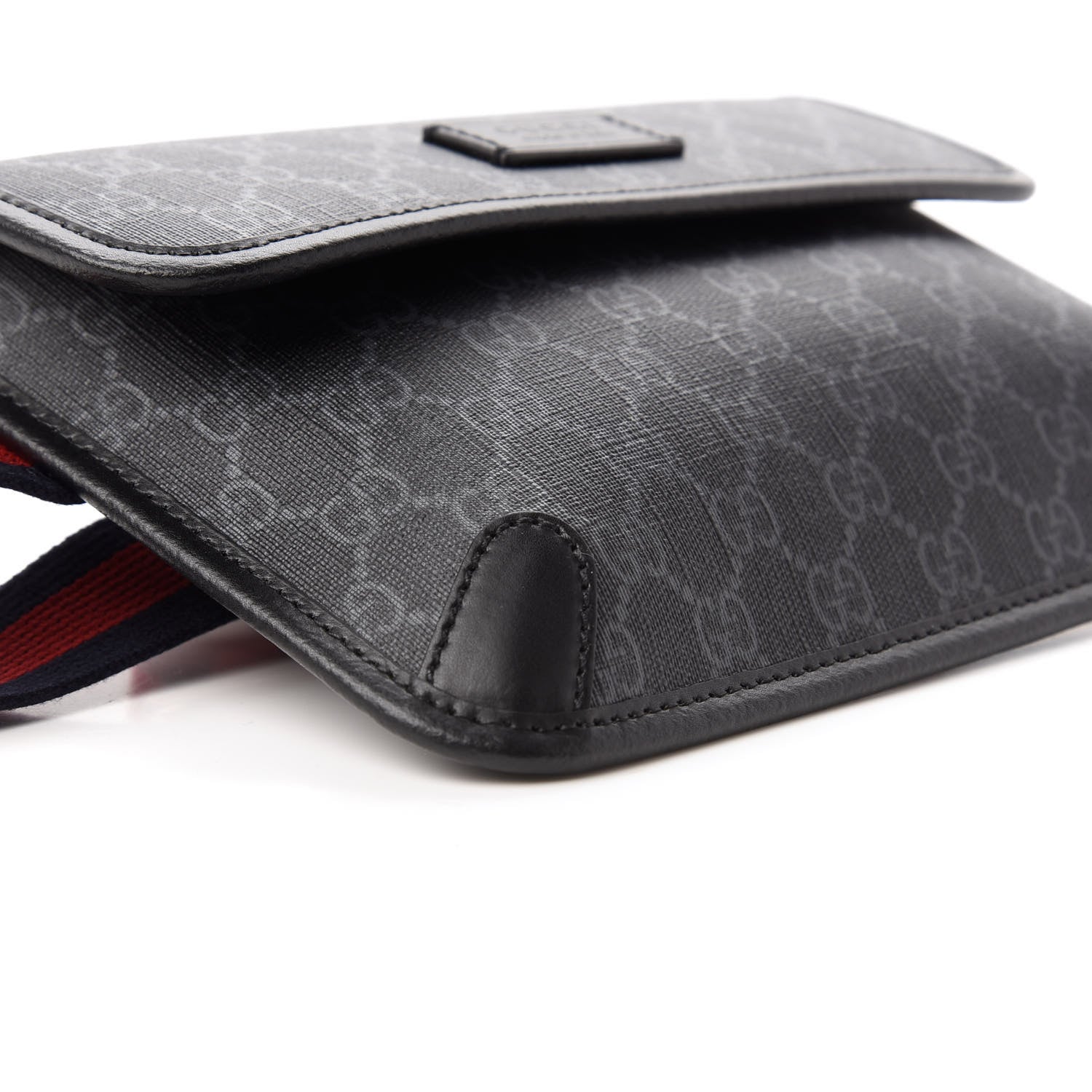 Gucci GG Supreme Monogram Web Slim Belt Bag Black Grey 6 of 11