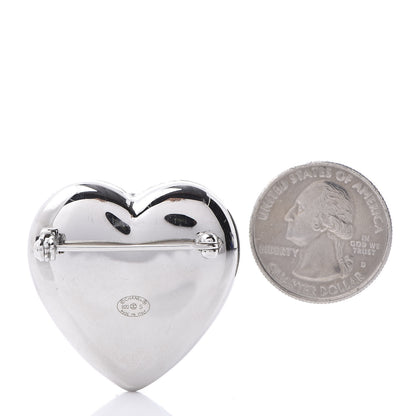 Chanel Crystal CC Heart Brooch Silver Gold 2 of 4