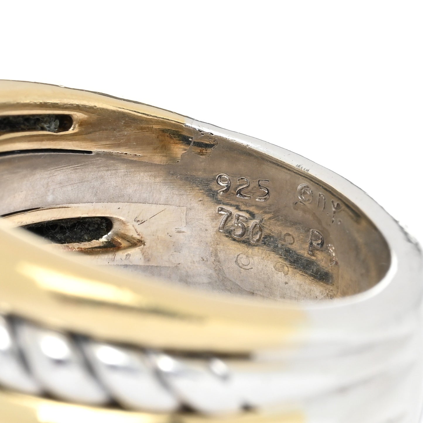 Sterling Silver 18K Yellow Gold 15mm Five-Row Cable Ring 54 7