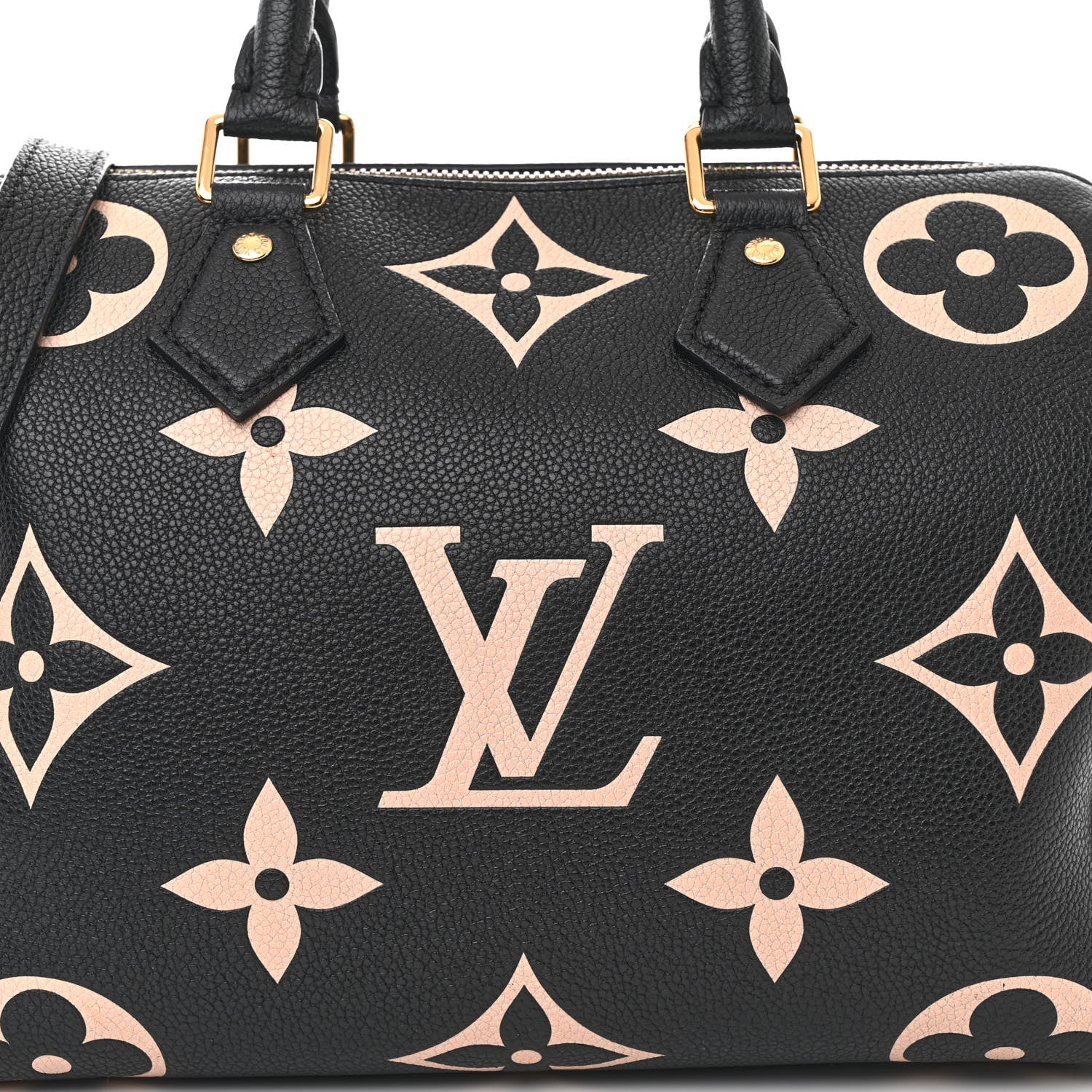 Louis Vuitton Empreinte Monogram Giant Speedy Bandouliere 25 Black Beige 7 of 9