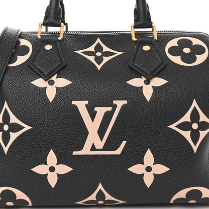 Louis Vuitton Empreinte Monogram Giant Speedy Bandouliere 25 Black Beige 7 of 9