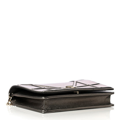 Christian Dior Metallic Calfskin Diorama Wallet on Chain Pouch Gunmetal 3 of 10