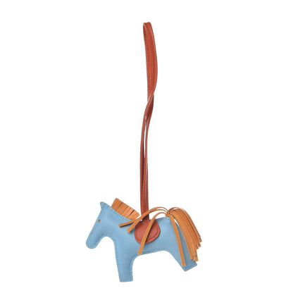 Hermes Milo Lambskin Grigri Rodeo Horse Bag Charm PM Celeste Naturel Bouton D'Or Cornaline 1 of 3