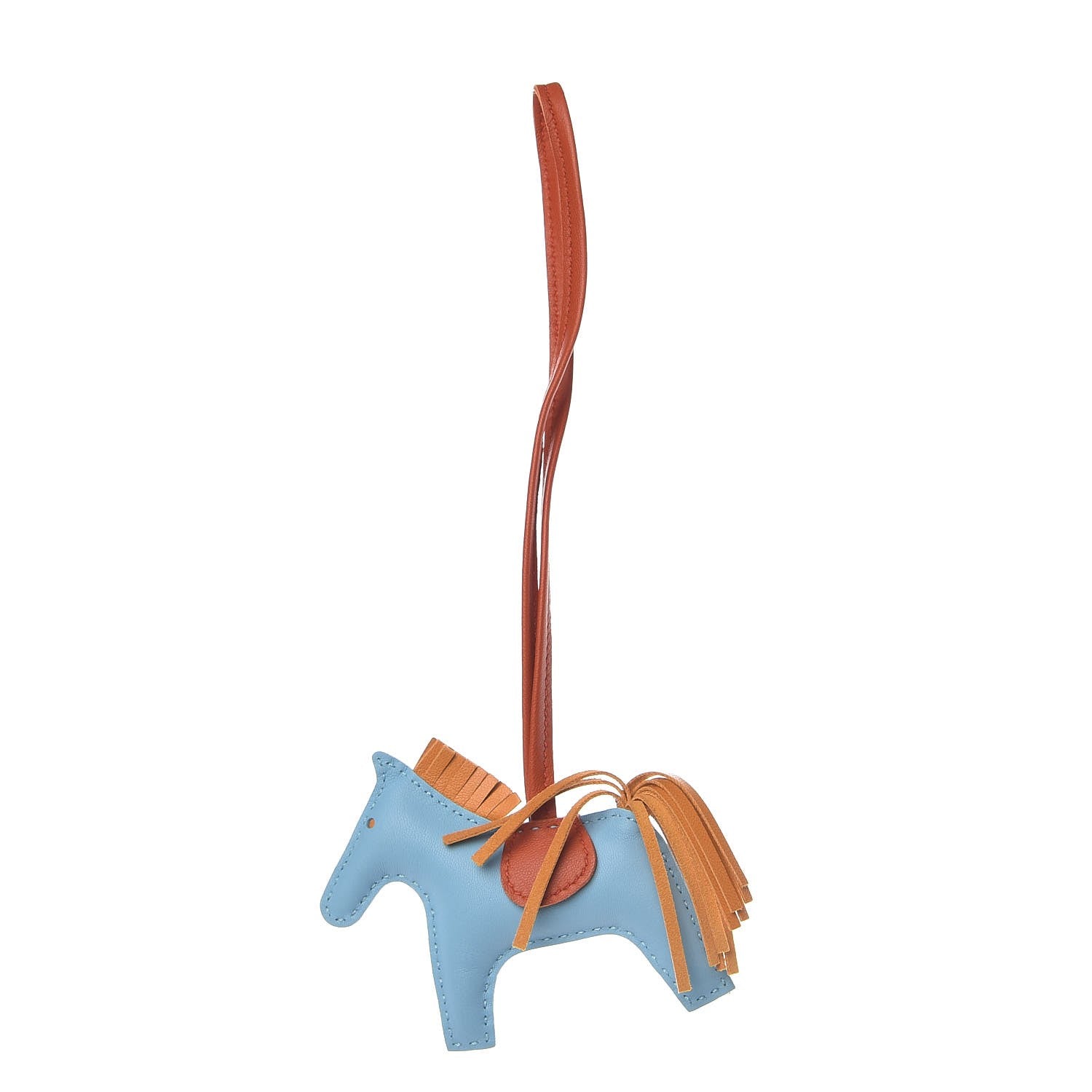 Hermes Milo Lambskin Grigri Rodeo Horse Bag Charm PM Celeste Naturel Bouton D'Or Cornaline 1 of 3