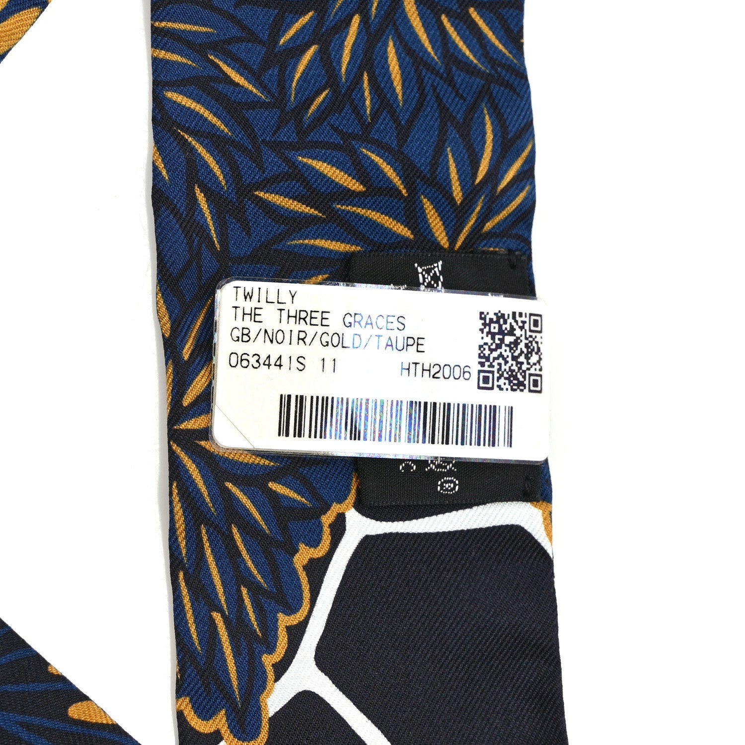 Hermes Silk Three Graces Twilly Black Gold Taupe 4 of 4