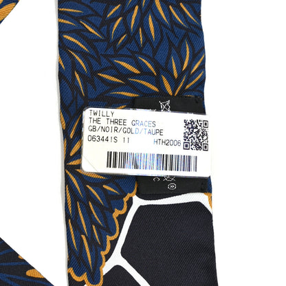 Hermes Silk Three Graces Twilly Black Gold Taupe 4 of 4