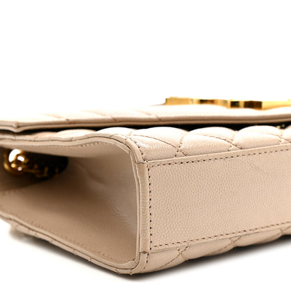 Saint Laurent Grain De Poudre Textured Mixed Matelasse Triquilt Small Monogram Satchel Dark Beige 9 of 13