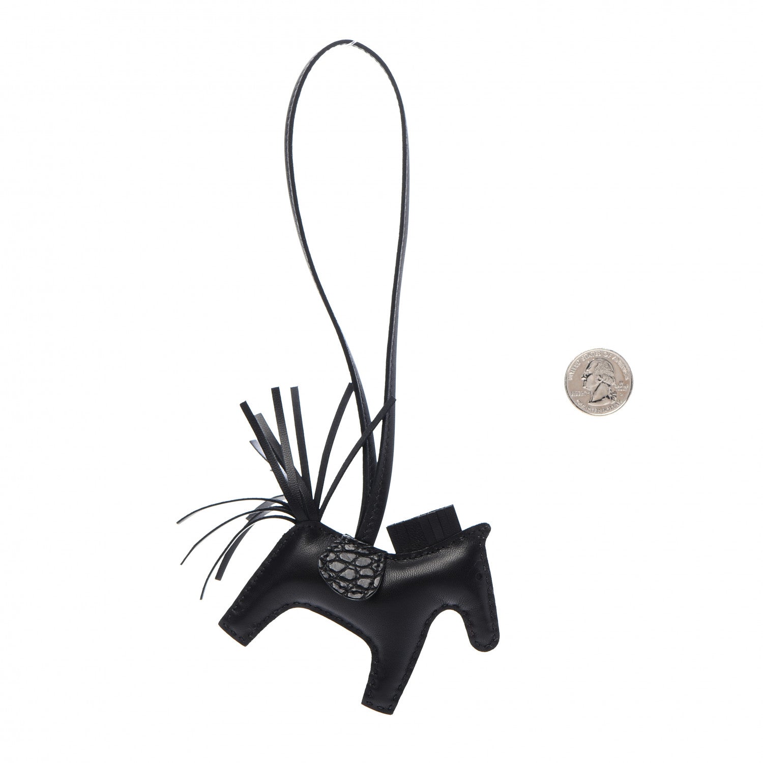 Hermes Milo Lambskin Matte Alligator Touch Grigri Rodeo Horse Bag Charm PM So Black 2 of 5