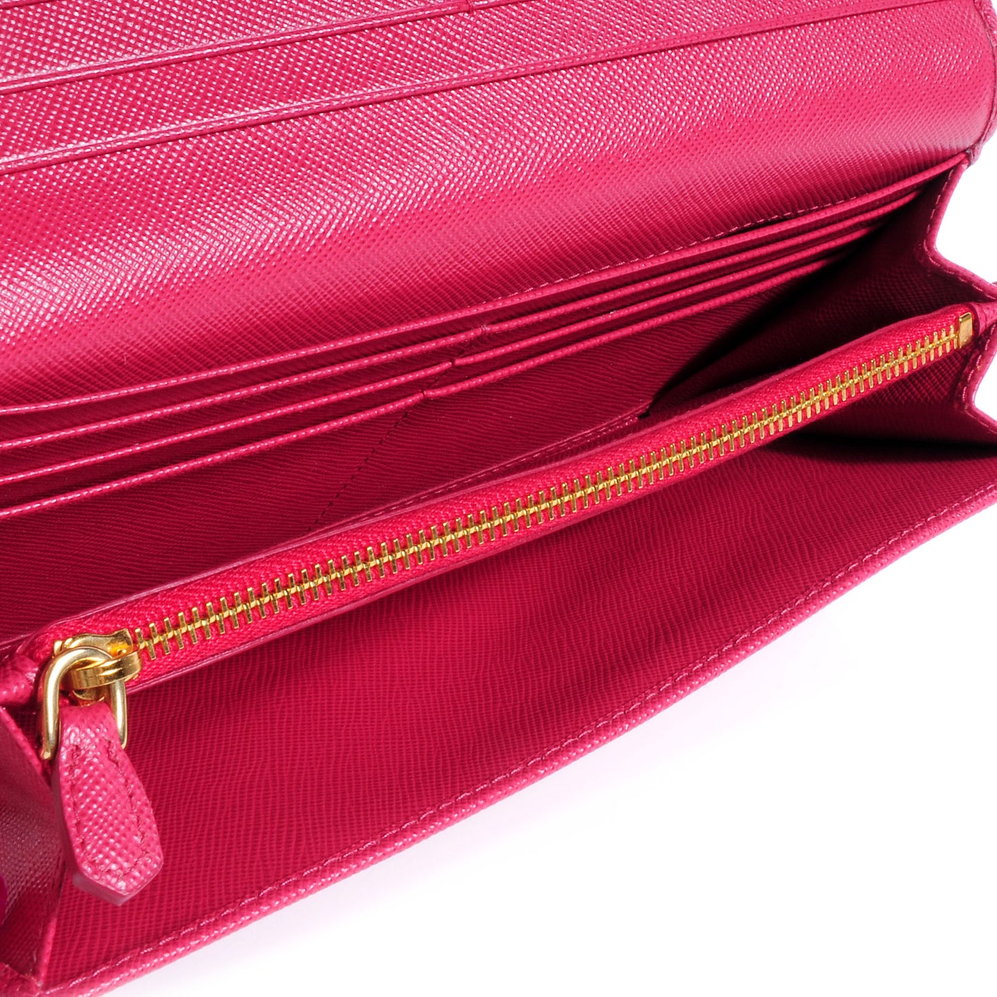 Saffiano Metal Continental Flap Wallet Peonia
