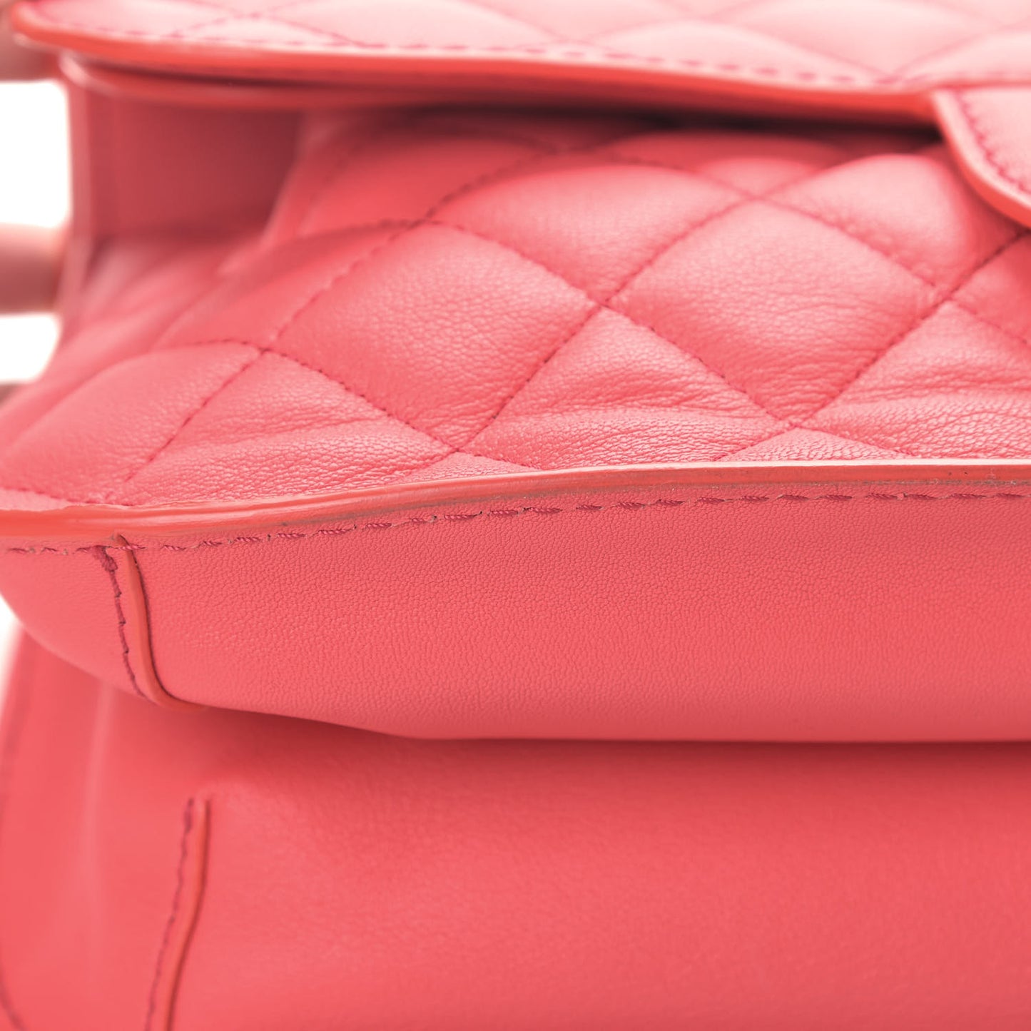 Lambskin Quilted Large Natural CC Flap Dark Pink