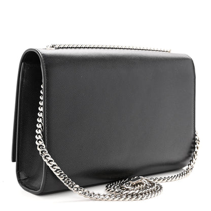 Saint Laurent Grain De Poudre Medium Classic Monogram Kate Satchel Black 3 of 9
