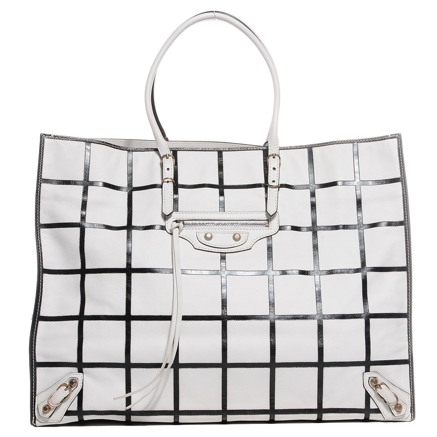 Calfskin Papier Embossed A4 Carreaux Tote