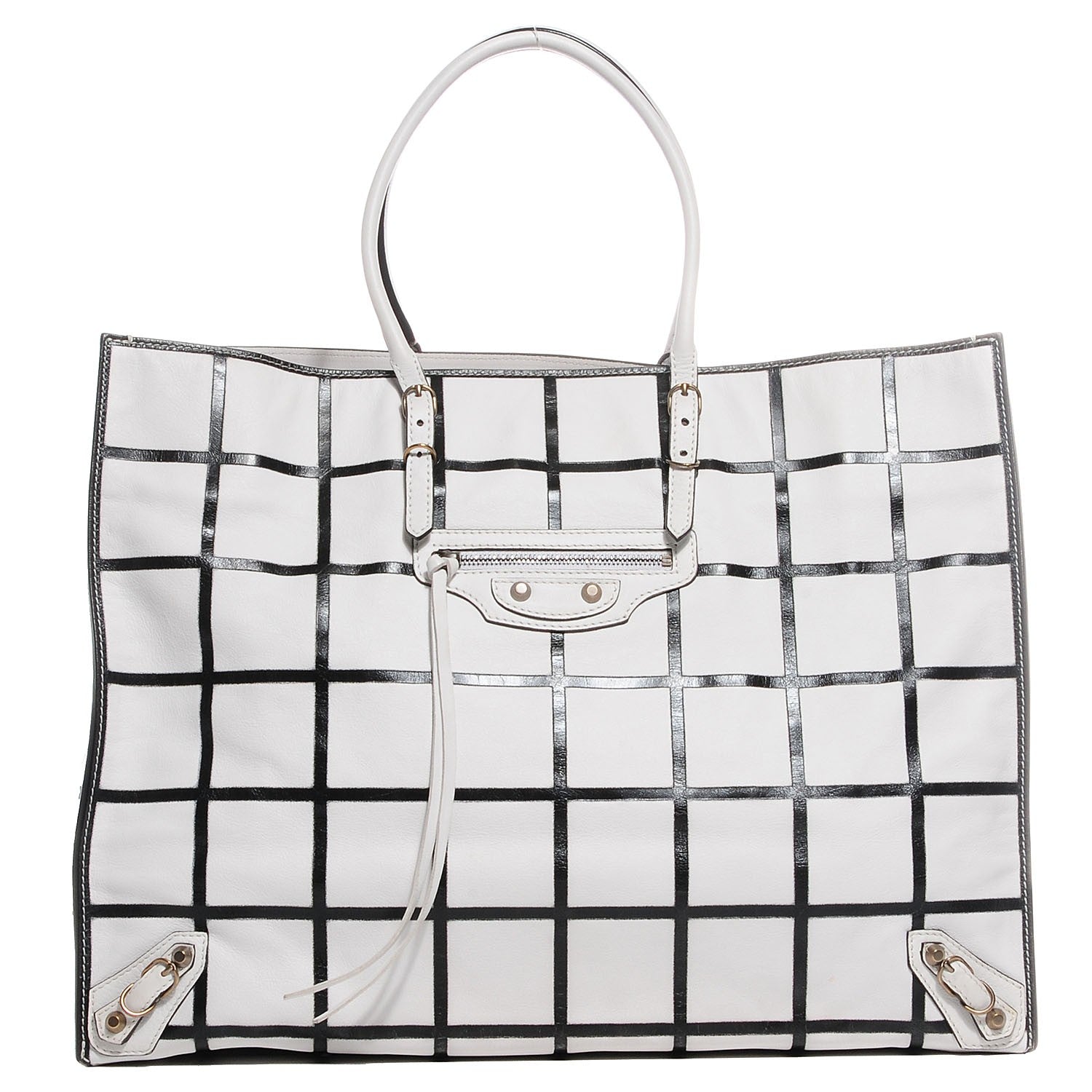 Balenciaga Calfskin Papier Embossed A4 Carreaux Tote 1 of 13