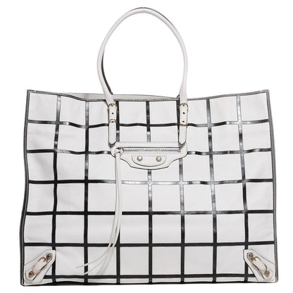 Balenciaga Calfskin Papier Embossed A4 Carreaux Tote 1 of 13