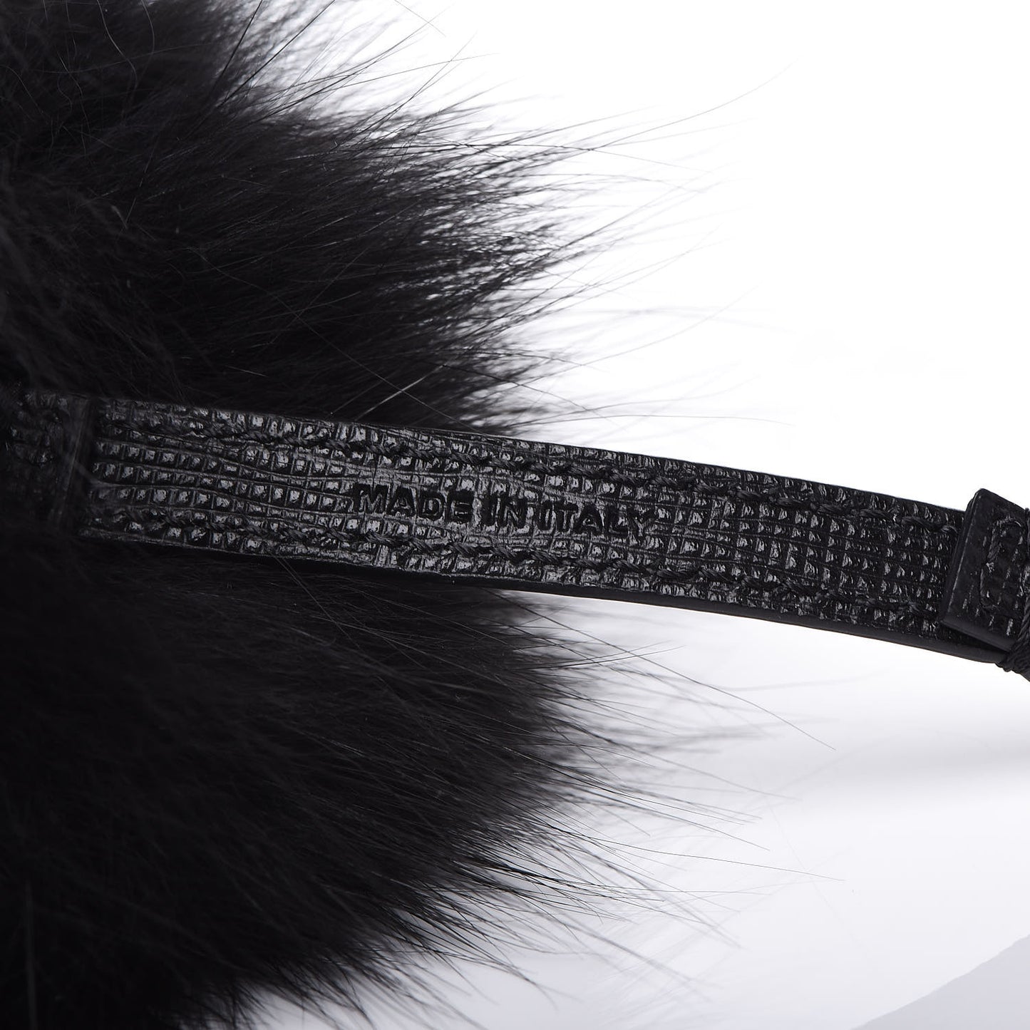 Fox Fur Pom Pom Bag Charm Black
