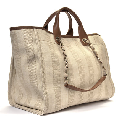 Chanel Mixed Fibers Striped Medium Deauville Tote Beige 2 of 5