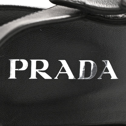 Prada Nappa Logo Quilted Crisscross Platform 20/65mm Sandals 39.5 Black 7 of 9