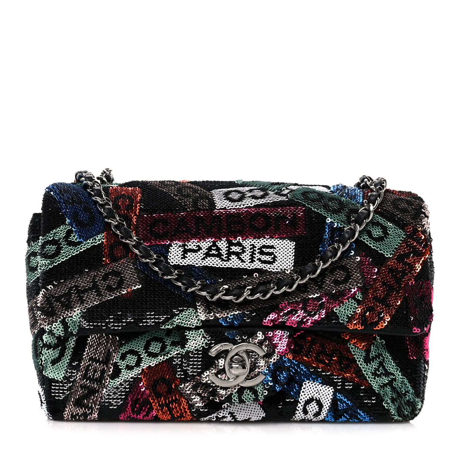 Chanel Sequin Logo Small Flap Ruthenium Multicolor 1 of 11