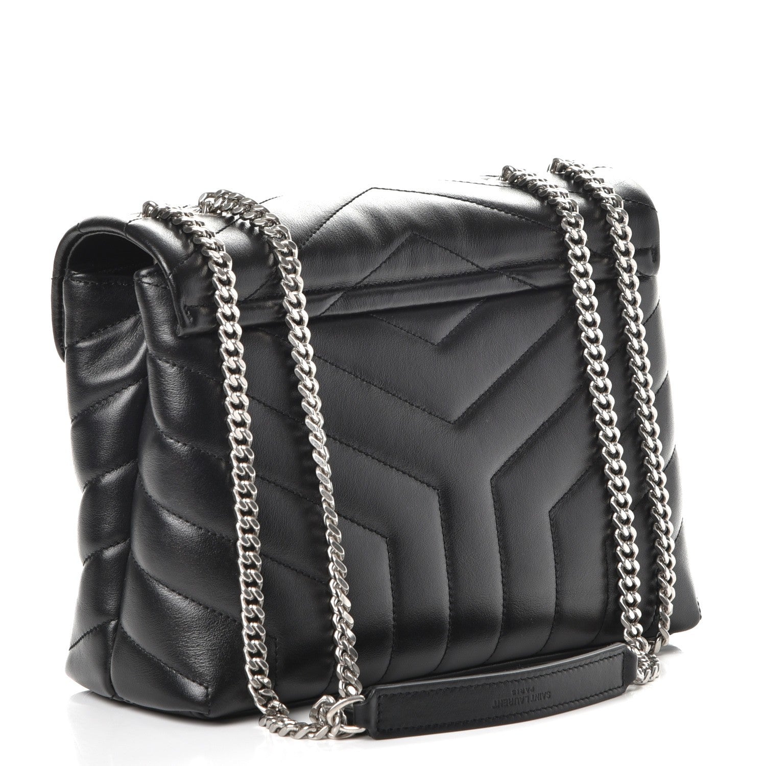Saint Laurent Calfskin Y Quilted Monogram Small Loulou Chain Satchel Black 4 of 8