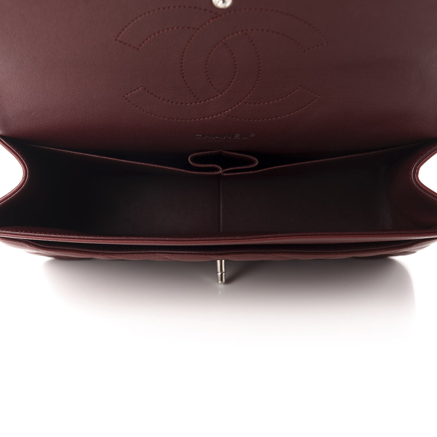 Lambskin Quilted Jumbo Double Flap Burgundy
