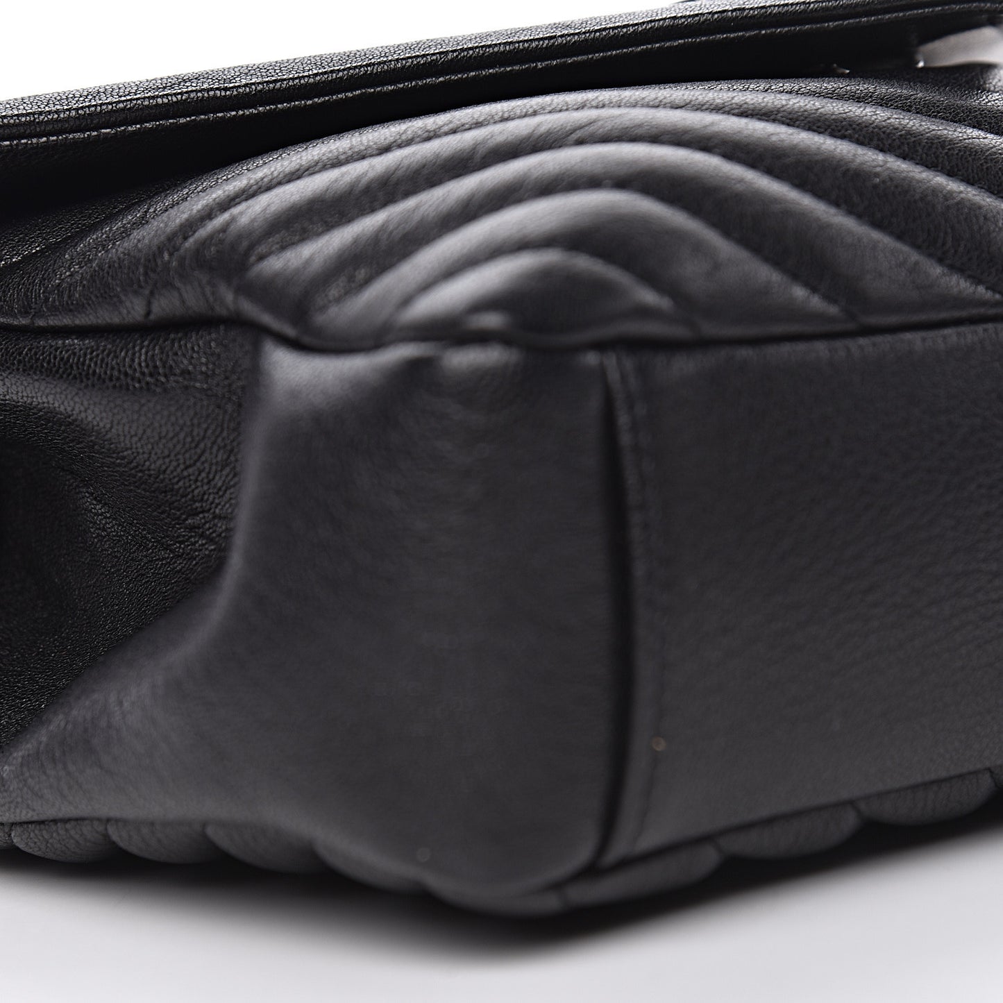 Sheepskin Matelasse Chevron Monogram Medium College Bag Black