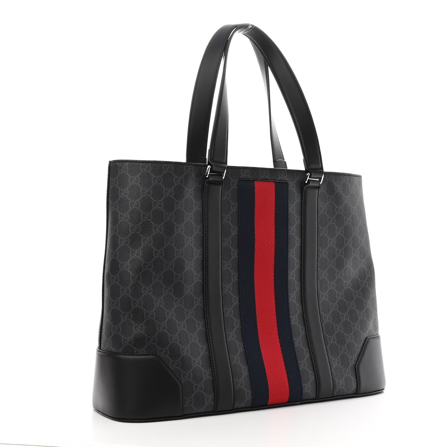 Gucci GG Supreme Monogram Web Tote Black Grey 3 of 12