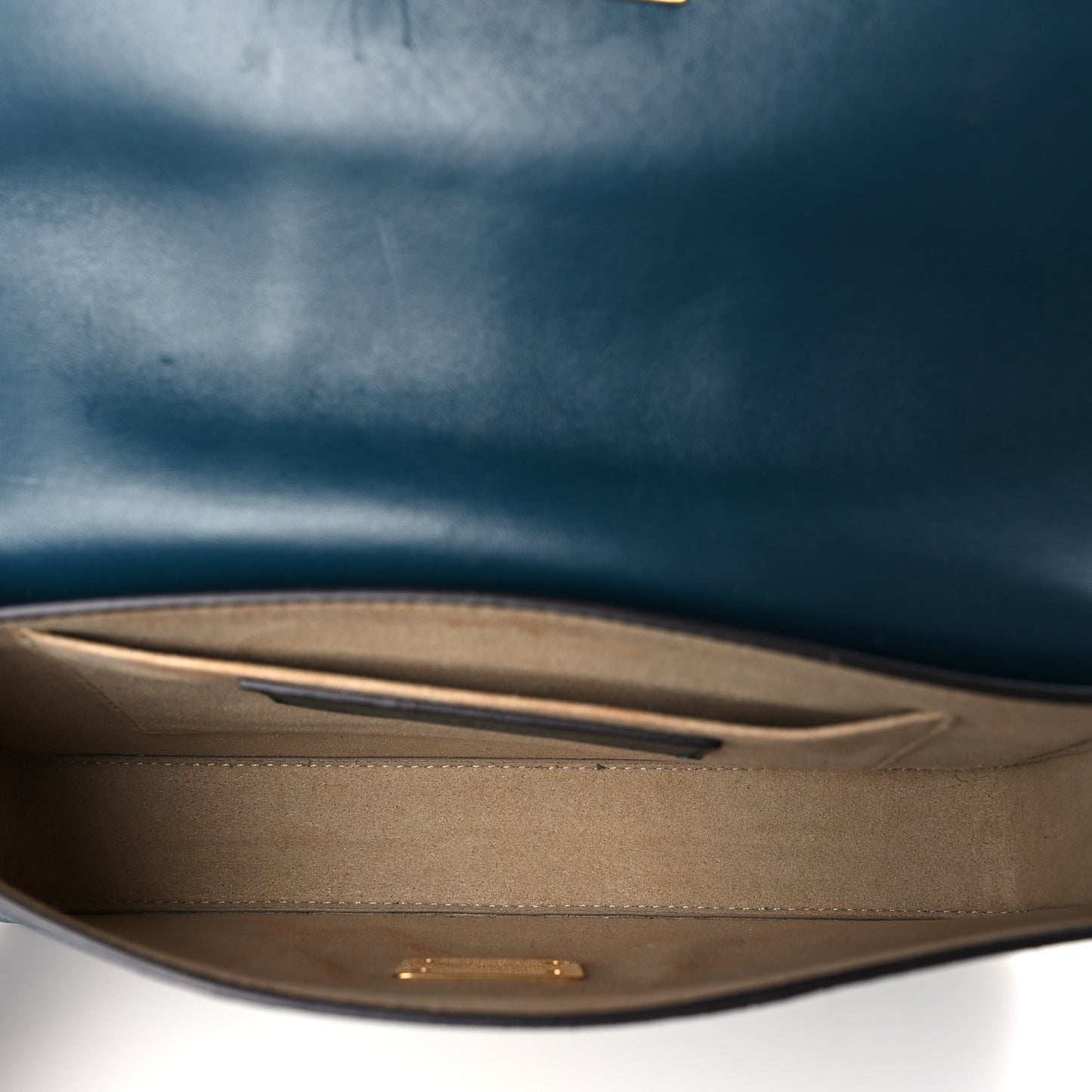 Calfskin Snakeskin Effect Small Charm Shoulder Bag Blue