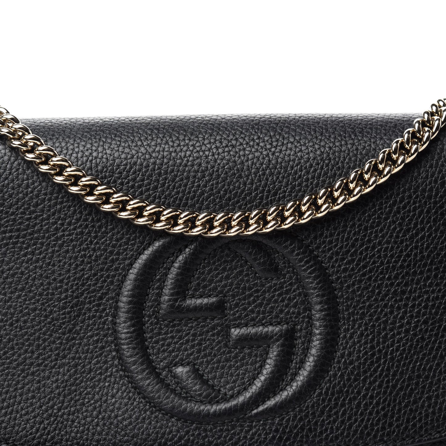 Pebbled Calfskin Medium Soho Flap Crossbody Black