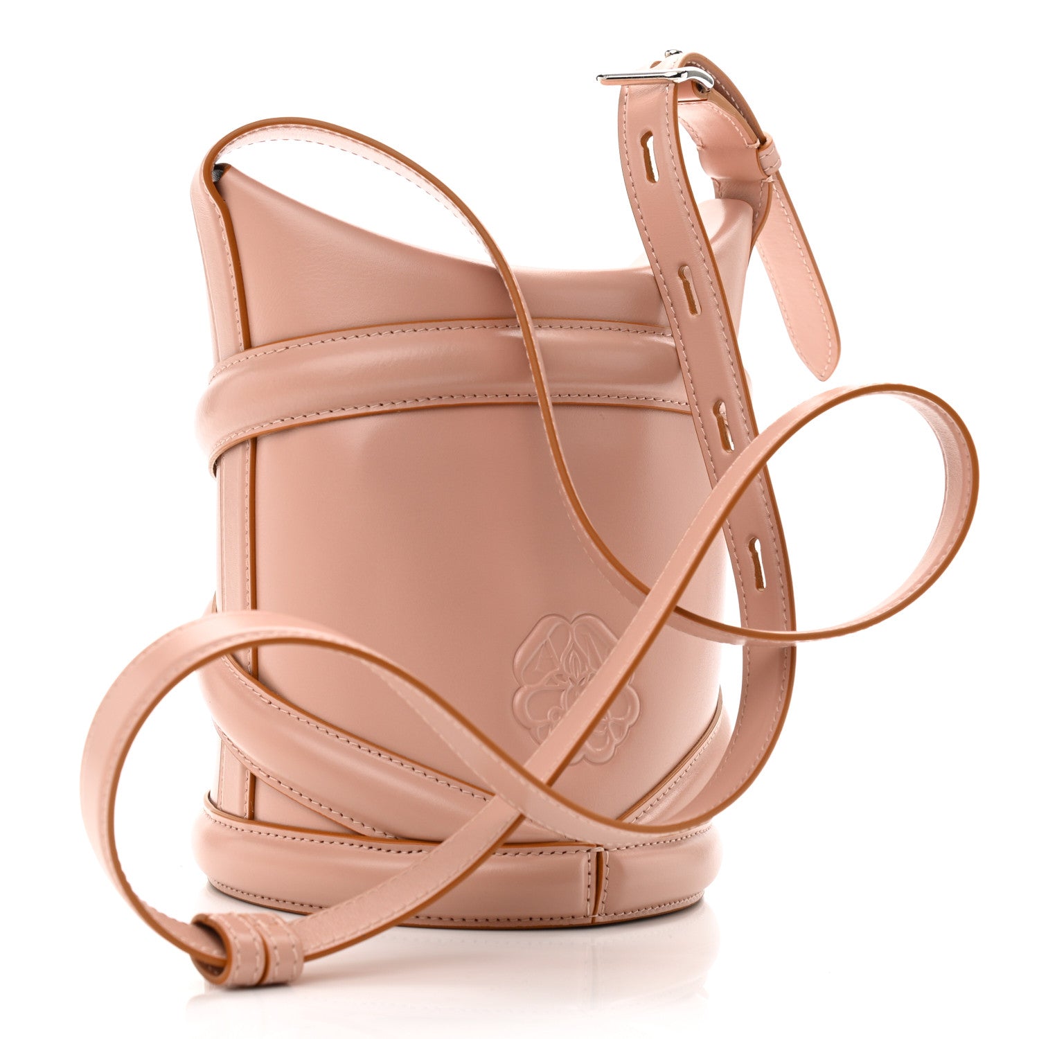 Alexander McQueen Calfskin Mini Curve Bucket Bag Nude 2 of 8
