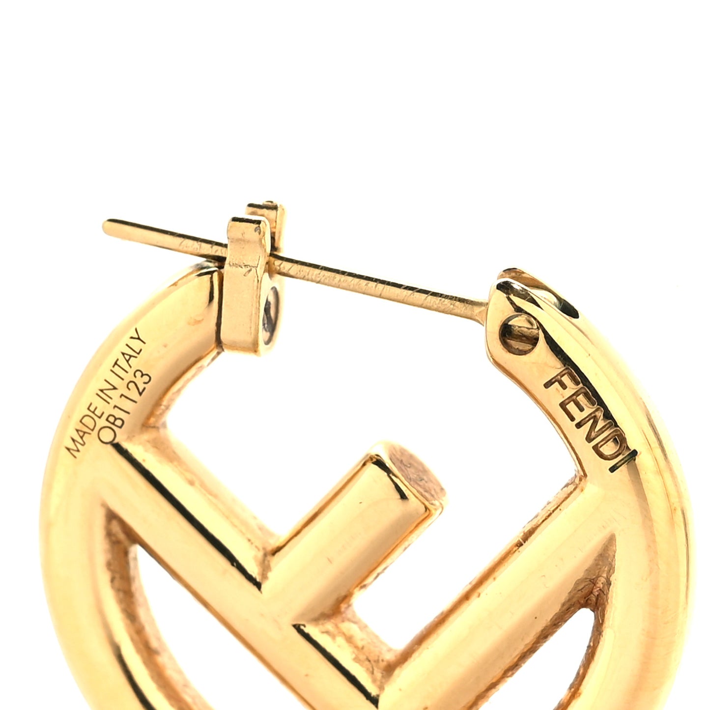 Metal FF Hoop Earrings Gold