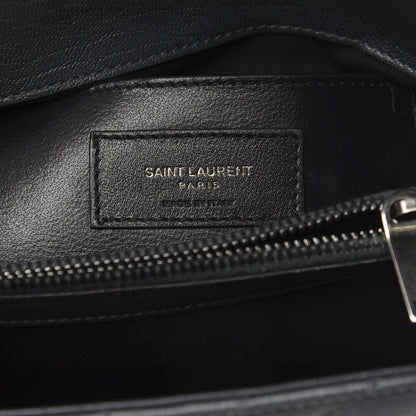 Saint Laurent Sheepskin Matelasse Chevron Monogram Medium College Bag Asphalt 8 of 13