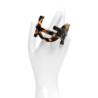 Saint Laurent Resin Monogram Medium Cuff Bracelet Tortoise 2 of 4